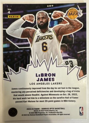 2022-23 Donruss Optic Lebron James My House Purple Prizm #4 Lakers NM+