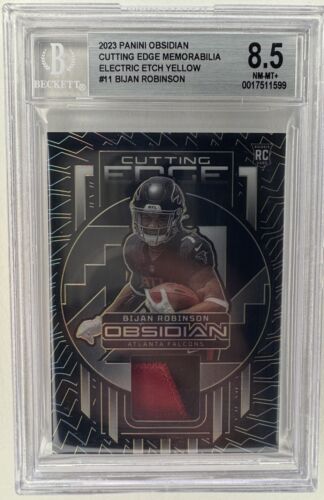 2023 Bijan Robinson Panini Obsidian RC Yellow Etch Patch /10 BGS 8.5 P