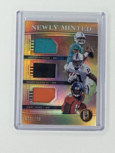 2020 Gold Standard Triple Rookie Patch Tua, Ruggs & Juedy Numbered /24