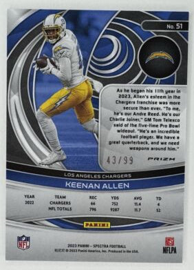 2023 Spectra Keenan Allen Numbered /99 NM+