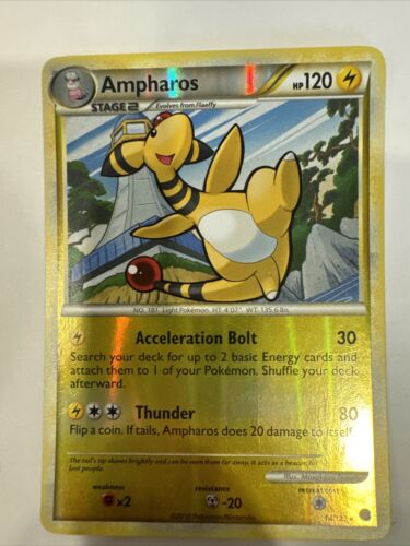 Ampharos - 14/123 - Pokemon Heart Gold Soul Silver Reverse Holo Rare L