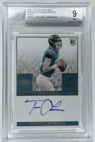 2021 Encased Gold Rookie Endorsements Trevor Lawrence On Card Auto /25