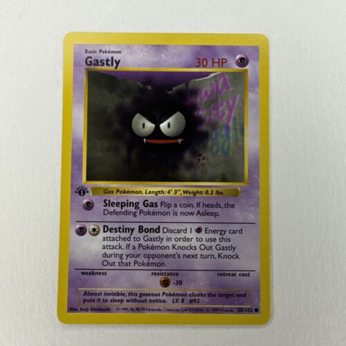 Pokémon Card Gastly - 1st Edition Base Set Shadowless 50/102  TCG