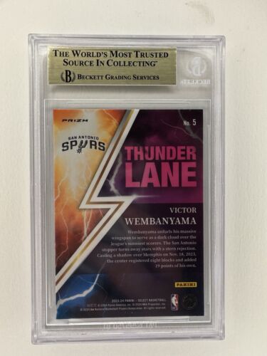 2023-24 Victor Wembanyama RC Select Thunder Lane Green Prizm #5 BGS 9.