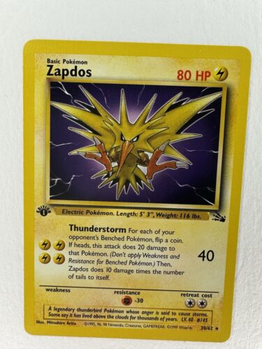 Pokémon WOTC 1st Edition Zapdos Fossil Non-Holo Rare 1999 30/62