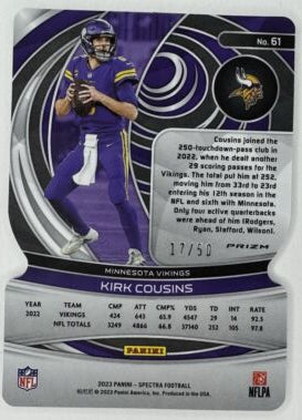 2023 Spectra Kirk Cousins Die Cut Numbered /50 🔥