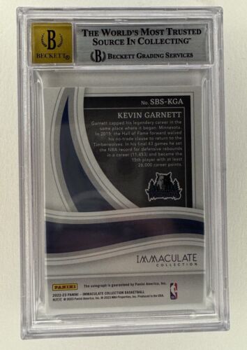 2022-23 Kevin Garnett Immaculate Shadowbox Signatures /25 BGS Auto 10/