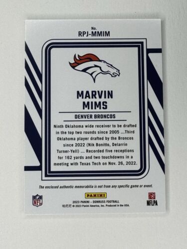 Marvin Mims Rookie Phenom 2023 Patch RC