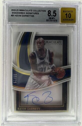 2022-23 Kevin Garnett Immaculate Shadowbox Signatures /25 BGS Auto 10/