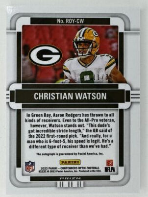 2022 Contenders Christian Watson Rookie Of The Year Auto /35