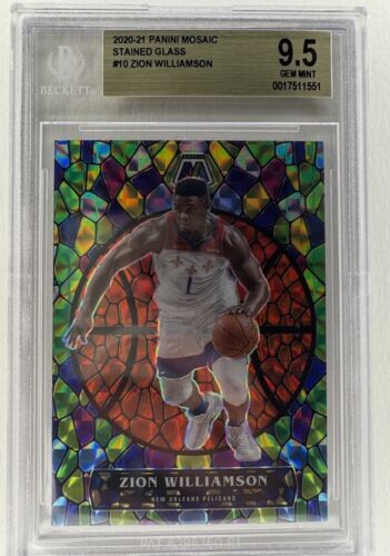 2020-21 Zion Williamson Panini Stained Glass #10 Case Hit BGS 9.5 POP