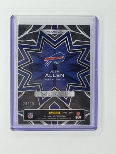 2023 Spectra Josh Allen Crush Patch Numbered /60 Bills