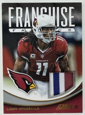 2013 Larry Fitzgerald Score Franchise Fabrics (MEM) 3 Color Patch Thick