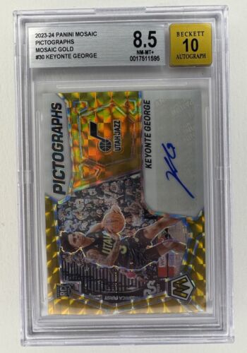 2023-24 Keyonte George Mosaic Rookie Gold /10 Pictographs BGS Auto 10/