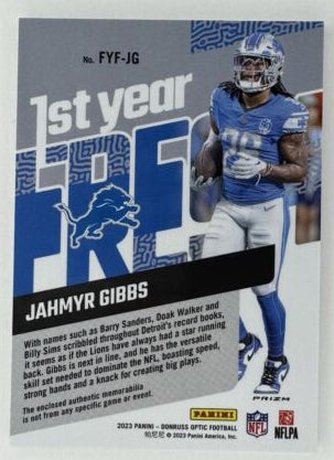 2023 Optic Jahmyr Gibbs Rookie Patch 1st Year RC