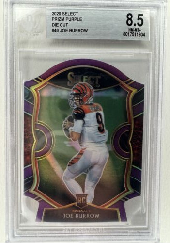 2020 Joe Burrow RC Prizm Purple Die Cut #46 BGS 8.5 Rookie POP 2