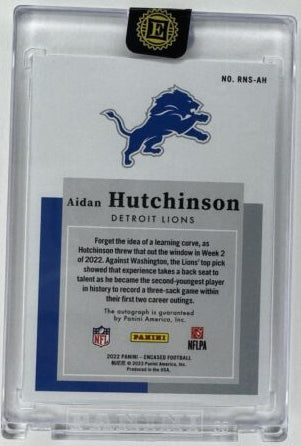 2022 Aiden Hutchinson Factory Sealed Encased Rookie On Card Auto /99