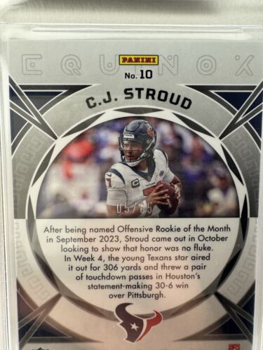 2023 CJ Stroud Panini Obsidian Equinox Orange /65 RC BGS 9 POP 1 MINT