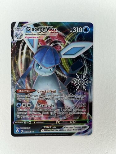 Pokémon Glaceon VMAX Evolving Skies 041/203 Holo Ultra Rare W/ SnowflAKE PROMO