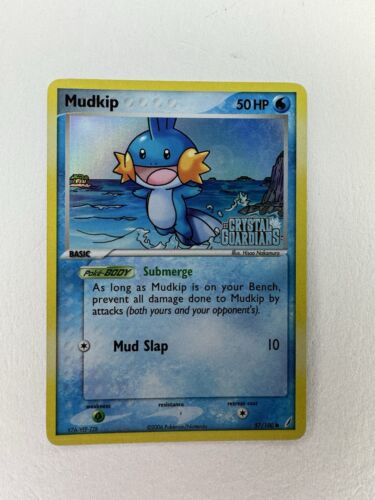 Pokemon TCG Mudkip 57/100 EX Crystal Guardians Reverse HOLO Stamped