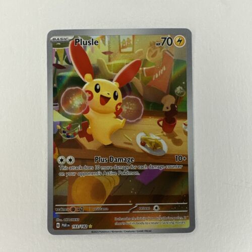 Pokemon Paradox Rift Plusle Art Rare 193/182 Near Mint English