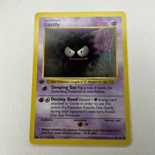 Pokémon Card Gastly - 1st Edition Base Set Shadowless 50/102  TCG