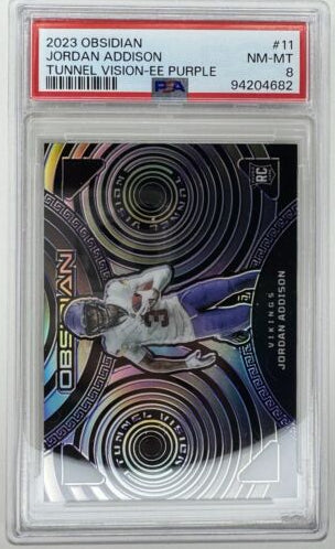 2023 Jordan Addison Obsidian Tunnel Vision Rookie Numbered /75 PSA 8