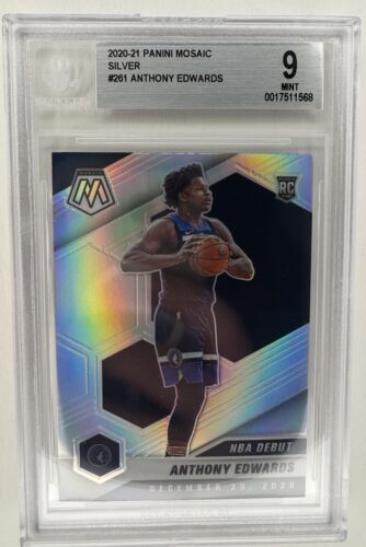 2020-21 Anthony Edwards Panini Mosaic Silver Rookie BGS 9 RC