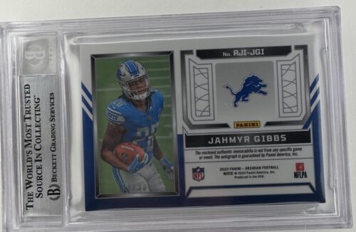 2023 Jahmyr Gibbs Rookie Jersey Ink Electric Etch Purple Flood RPA /30