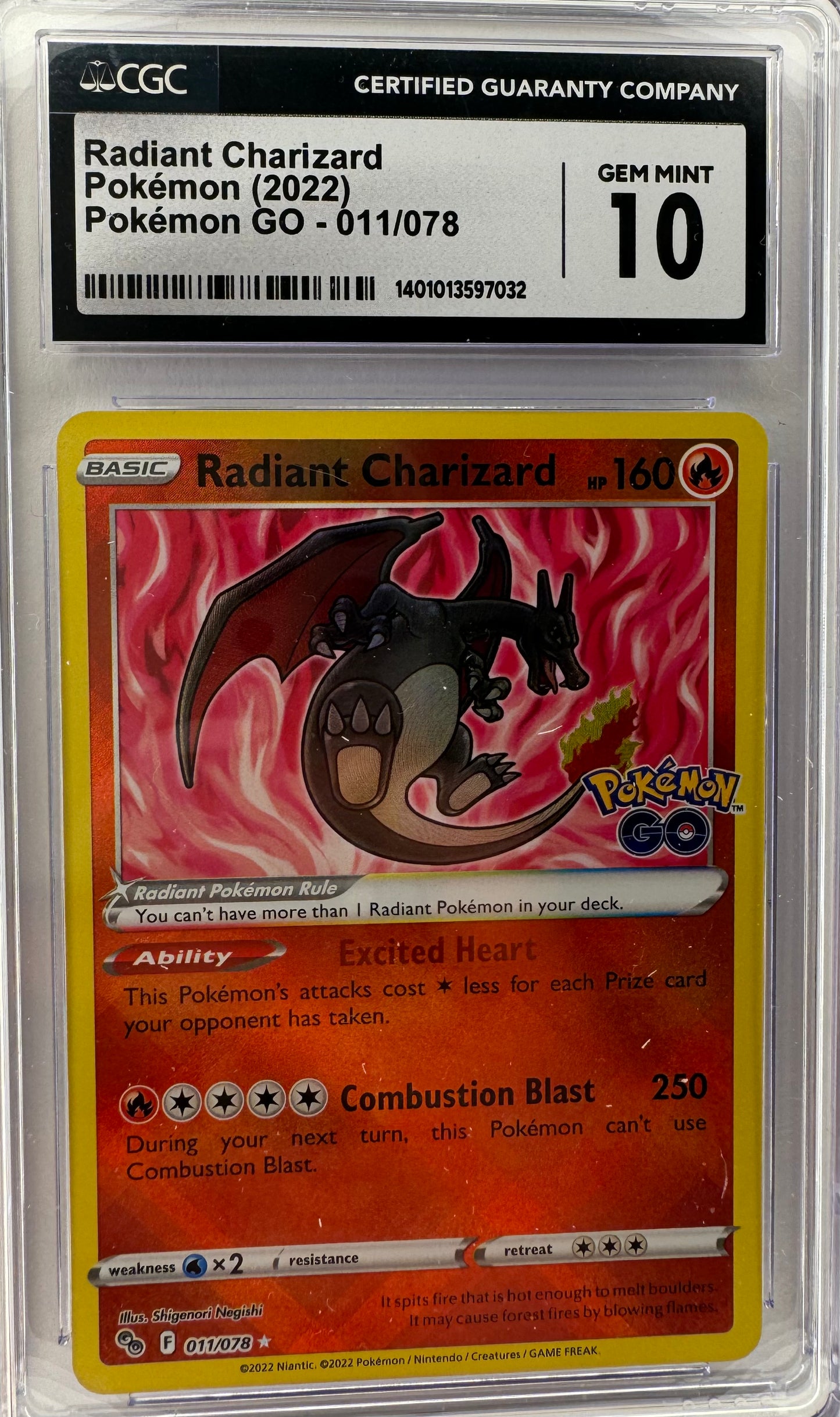 Radiant Charizard Pokemon Go #11 CGC 10