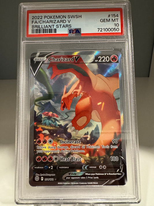 Charizard V 154/172 | Full Alt Art | Holo | Pokémon Brilliant Stars | PSA 10