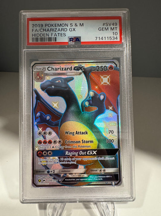 2019 Pokemon Sun & Moon Hidden Fates #SV49 FA Charizard GX PSA 10 GEM MINT