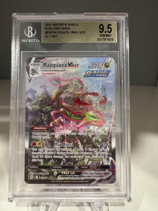 Pokemon 2021 Rayquaza VMAX 218/203 Alt Art Evolving Skies GEM MINT BGS 9.5