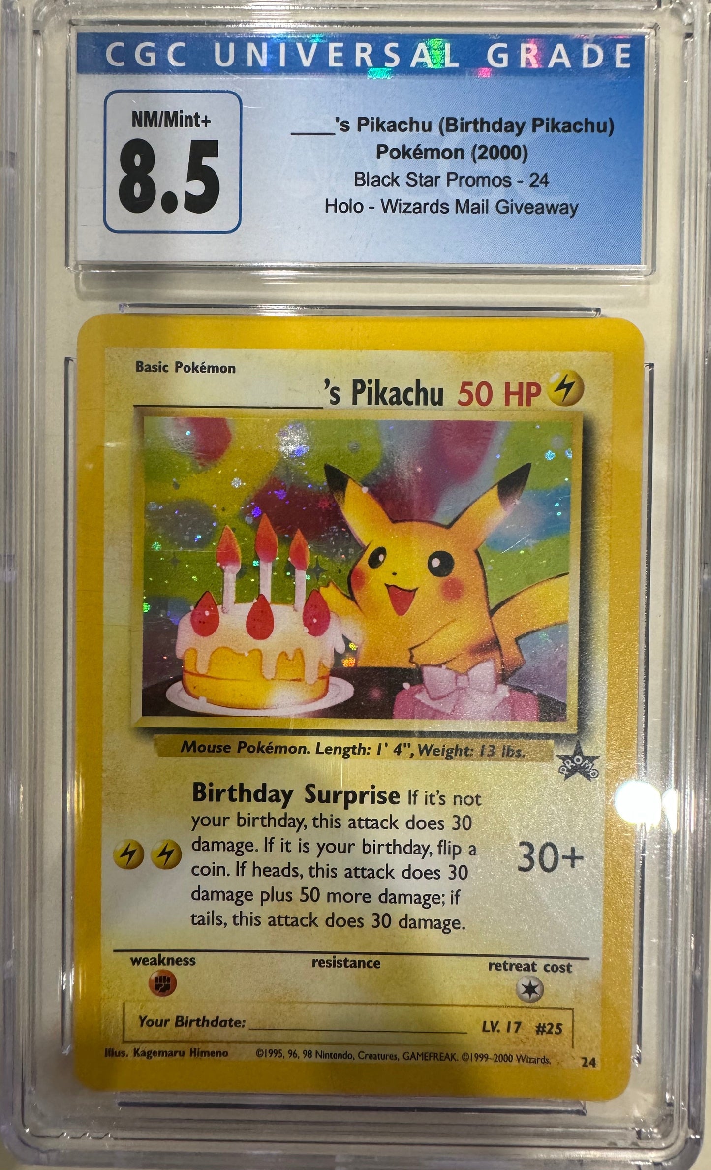 Birthday Pikachu Black Star Promo #24 - CGC 8.5